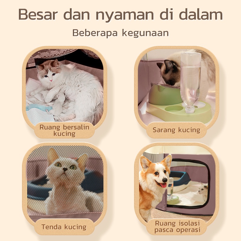 AmazeFan Pagar Tenda Lipat Portabel Dengan kandang kucing besar Utk Kucing Dan Anjing Kandang Lipat Hewan Bahan Kain Tempattidurkucing Tempatiduranjing Pet Cage Folding Pet Tent tempat tidur tenda aksesoris kucing portable pet camping