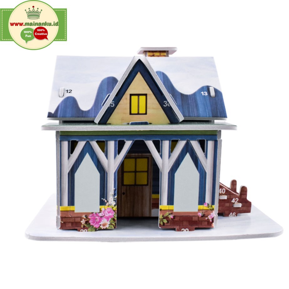 Puzzle 3D Mini | Winter House | Mainan Kecerdasan Anak - 1688O