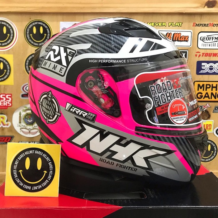Helm motor half face original nhk rx9 racer pink double visor