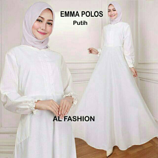Realpic Gamis terbaru emma polos putih maxi dres baju muslim gamis modis gamis murah berkualitas