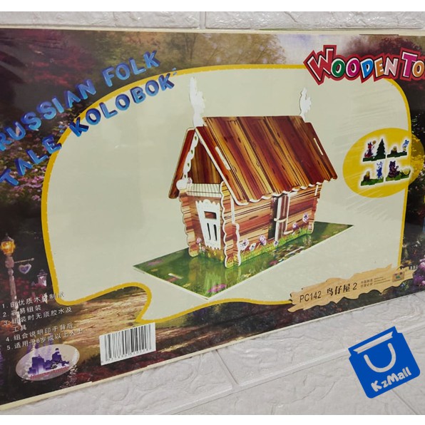 WOODCRAFT CONSTRUCTION KIT RAKIT 3D MODEL RUSSIAN FOLK TALE BAHAN KAYU