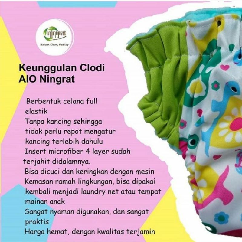 Clodi Ningrat Drypant AIO JUMBO Full Motif BB 15-25 kg Popok Kain Popok Cuci Ulang Bayi Anak Diapers Pempers Kain