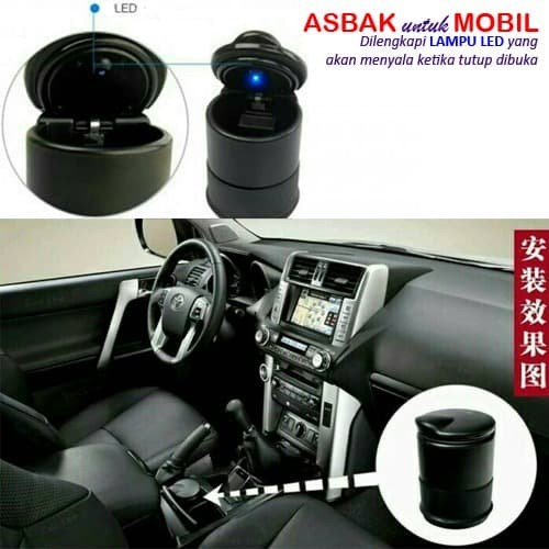 Asbak Tempat Rokok Mobil Nyala Lampu LED Hitam Mini Batuk Paru Aksesoris Cars Interior Unik Ashtray