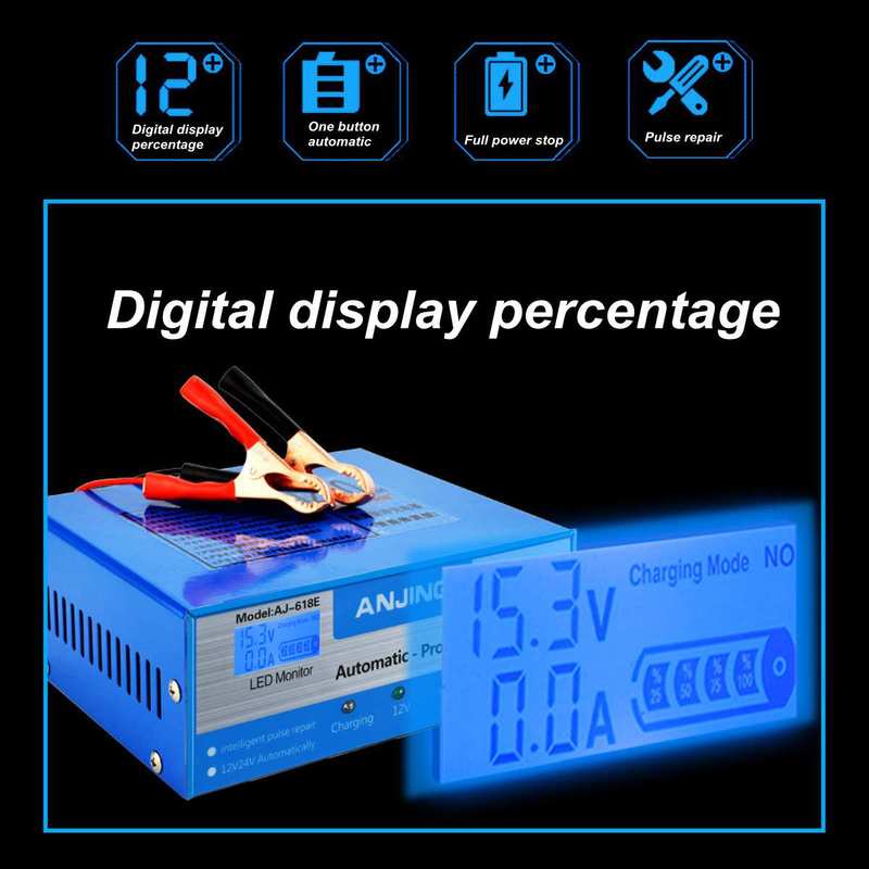 Charger Aki Accu Mobil dan Motor Tenaga LIstrik 5 Mode Automatic Repair 130W 12V/24V 200AH + LCD