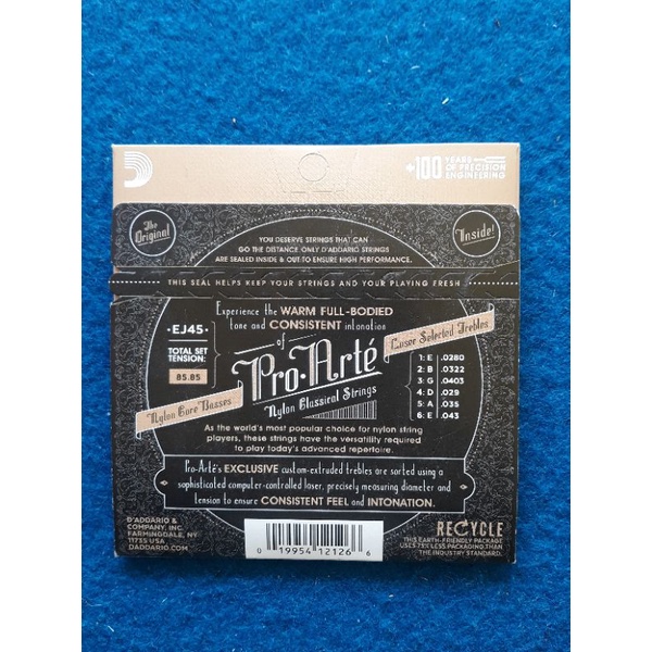 Senar Gitar Klasik Daddario Ej45 Clear Nylon