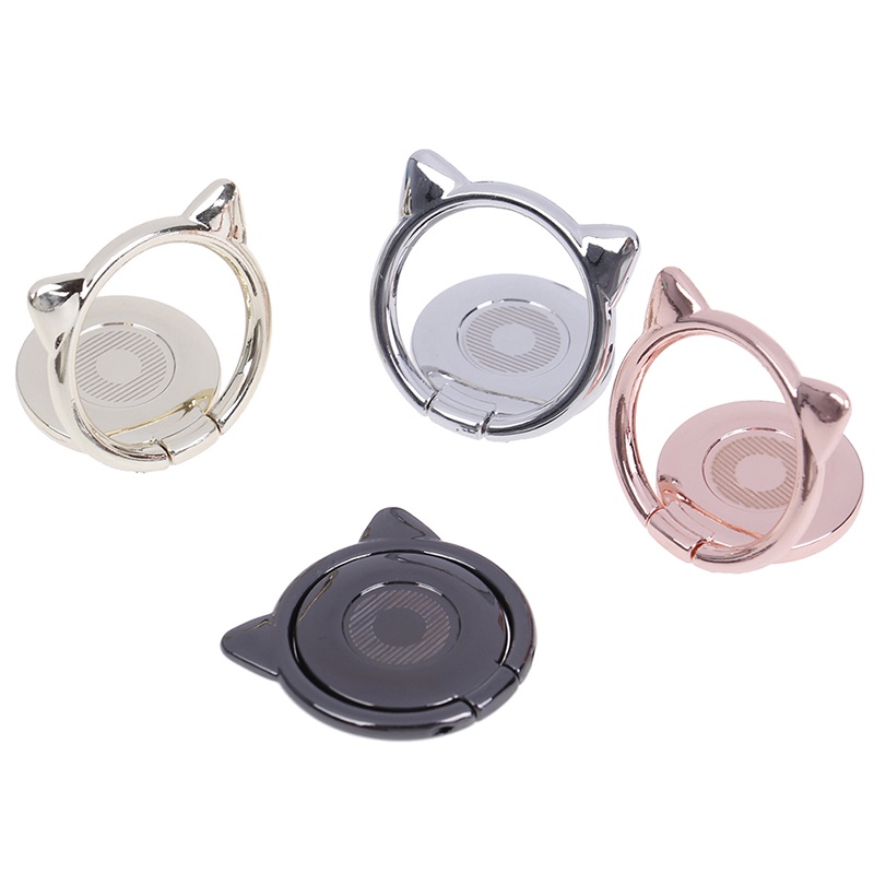 (LUCKID) Ring holder Hp Universal Bentuk Telinga Kucing Lucu, Dapat Berputar 360 Derajat