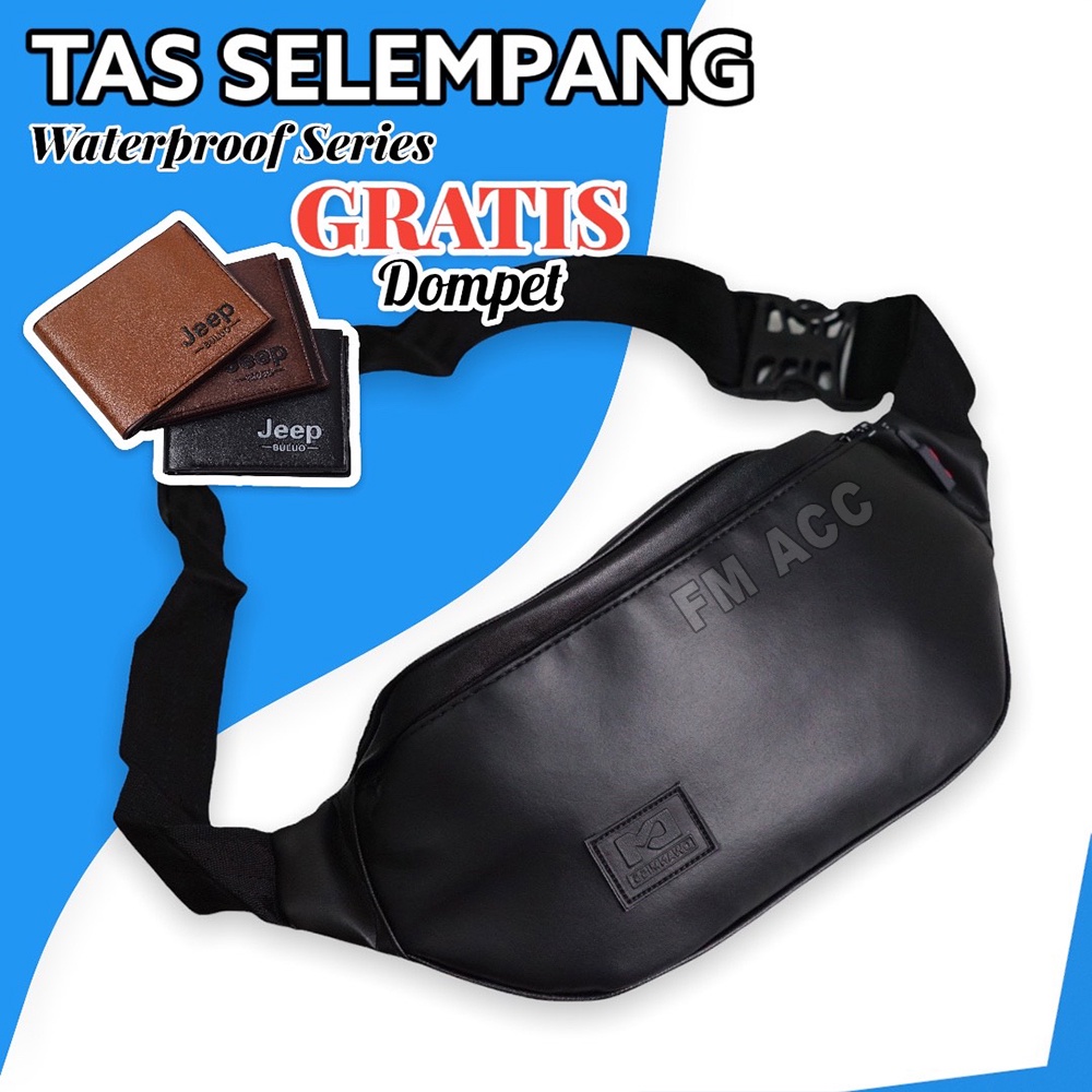 Tas Selempang Pria Casual GRATIS Dompet Kulit Lipat Pendek premium Kualitas Import - HARGA GROSIR