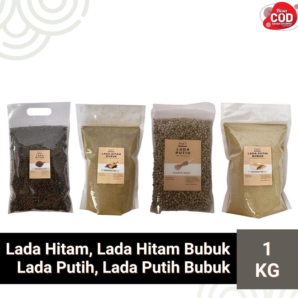 Fad's Bumbu Dapur Bubuk Lada Hitam Bubuk 1 Kg - Lada Putih Bubuk 1 Kg - Lada Hitam Biji 1 Kg - Lada Putih Biji 1 Kg