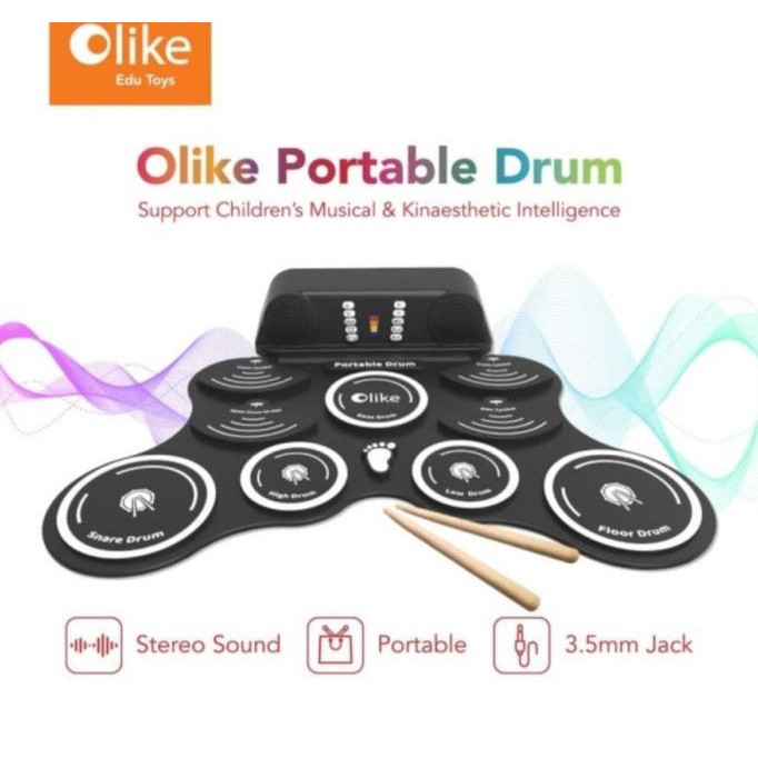 OLIKE ALAT MUSIK PORTABLE DRUM PAD ELEKTRIK ORIGINAL GARANSI RESMI