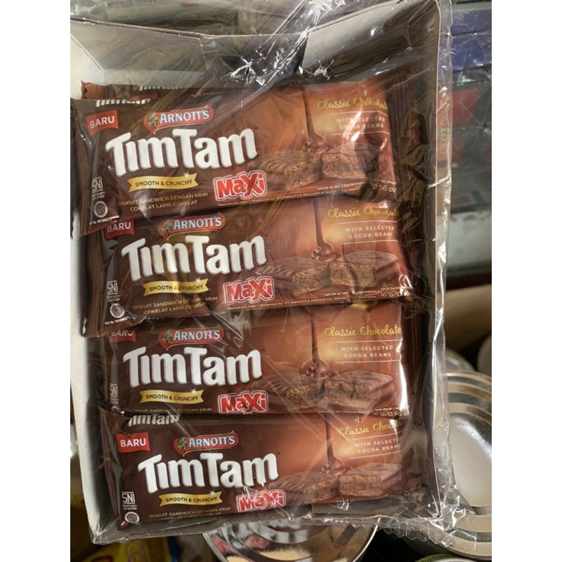 Timtam Tim Tam maxi 16 gram COKLAT chocolate 1 box isi 12 pcs X 16gr