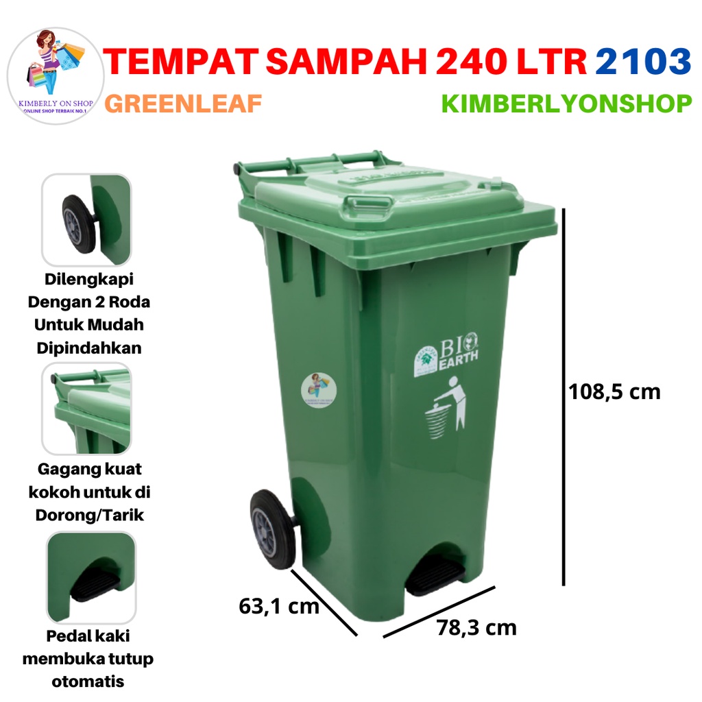 Tempat sampah BIO 240 liter 2103 Green Leaf