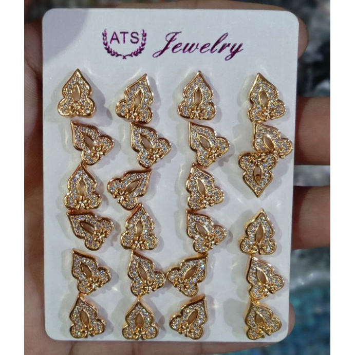 C-120.ANTING TUSUK WANITA XUPING BERLAPIS EMAS DENGAN MATA ZIRCON.