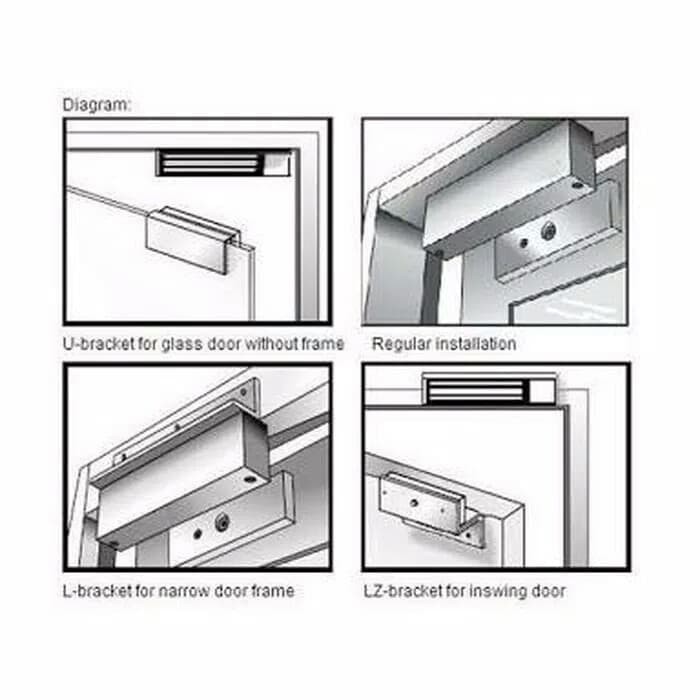 Murah 280 kg 600 lbs Magnetic Lock Electric Door Pintu Access Control