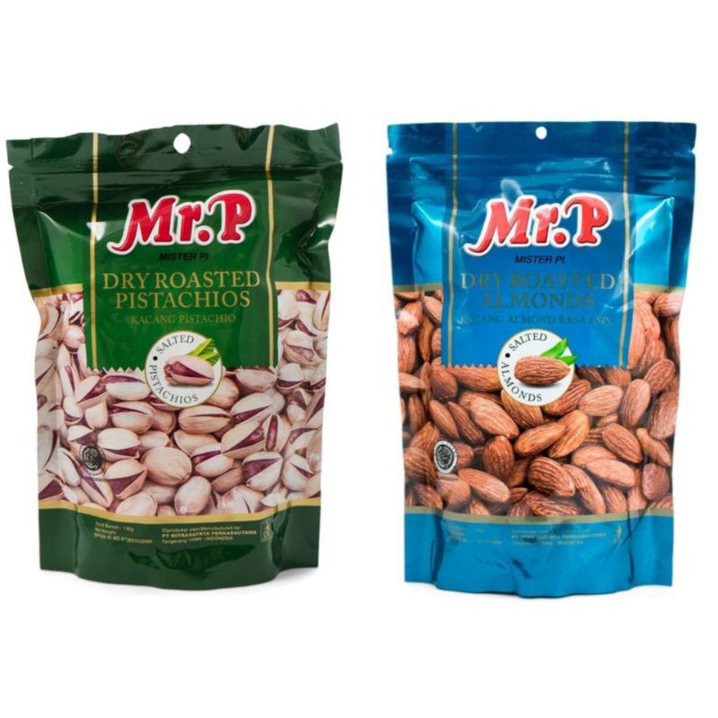 

MR.P Dry Roasted Salted Pistachios / Almonds 130gr - Kacang Mr.P Pistachios Asin / Almonds Asin