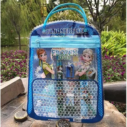 Stationary Set Free Bag / Paket Alat Tulis Anak Sekolah Murah Motif Kartun Gratis Tas Penyimpanan