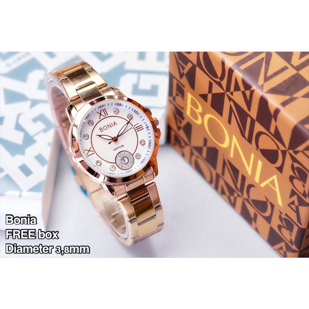 (COD) Jam Tangan Wanita Bonia B8124UI Tali Rantai Free Box Original & Baterai Cadangan - Jam Tangan 