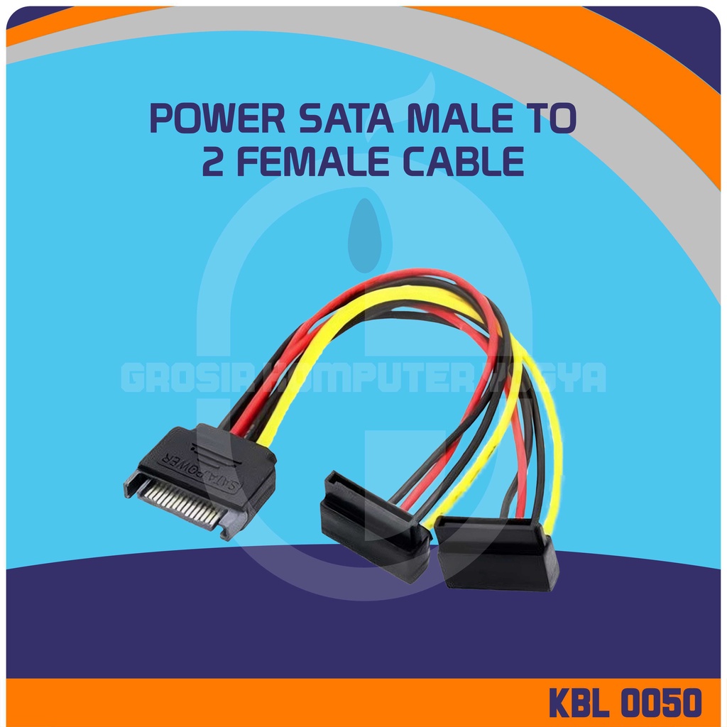 Jual Power Sata 15 Pin Male to Dual Female LShaped Kabel Sata Splitter
