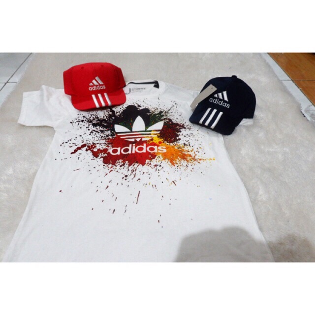 Paket hemat kaos adidas muncrat + topi adidas murah | topi adidas | kaos adidas | topi custom