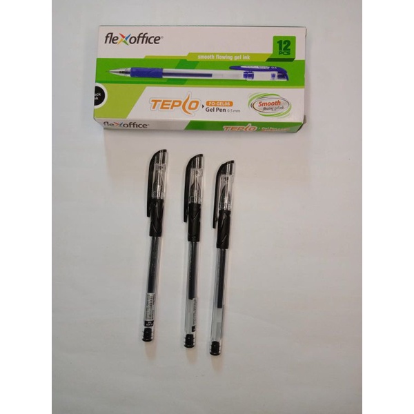 

BOLPOIN GEL 0,5 WARNA HITAM / TEPLO GEL PEN FLEXOFFICE 12 PCS