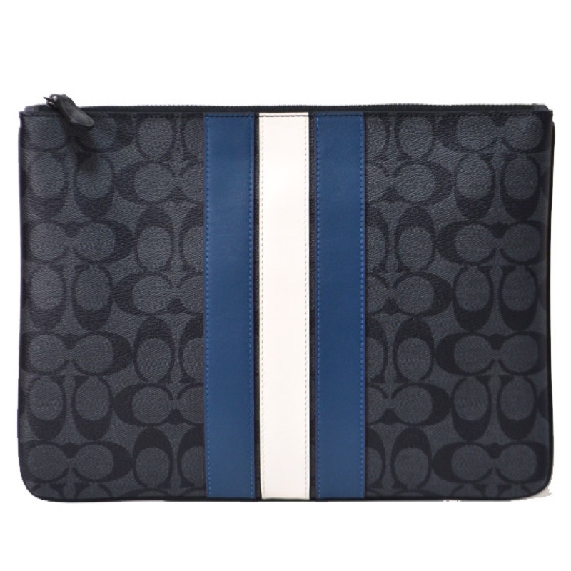 Coach Pouch/Clutch Bag Varcity Blue Stripe In Signature ( 26071)