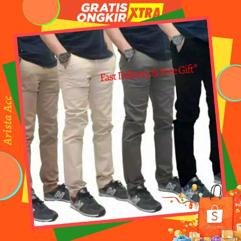 Celana Chino Pria Bahan Adem Nyaman Katun Strecth/Melar Cocok Buat Musim Dingin GAYA COWOK POLO