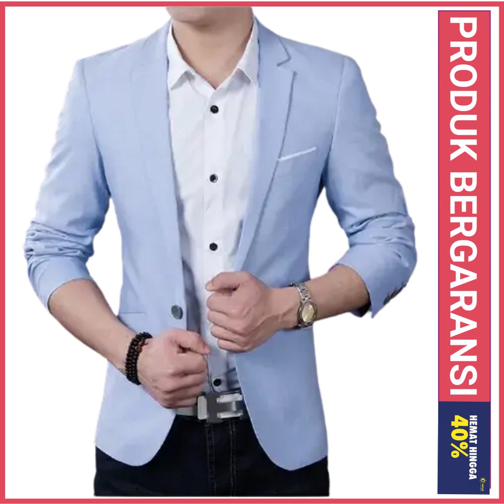 BLAZER PRIA BLAZER BIRU MUDA
