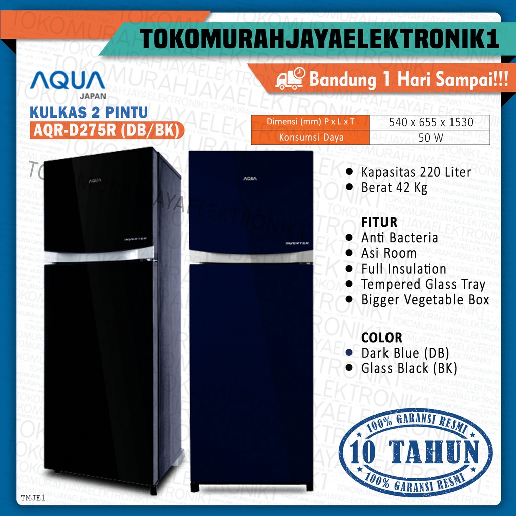 Kulkas 2 pintu aqua sanyo inverter AQR-D275 ( khusus bandung ) #murah