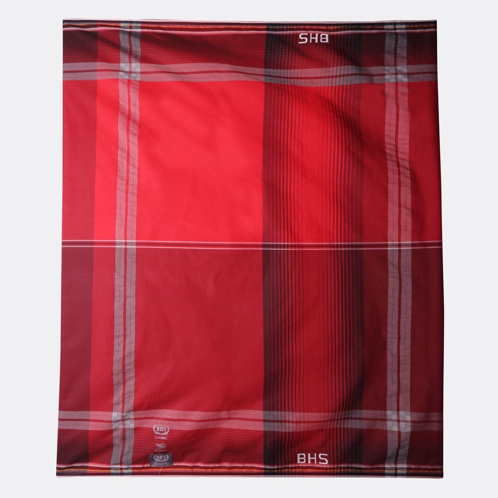 Sarung BHS Classic Silver Motif Kombinasi Salur Khatulistiwa Merah Abu // BHS KSK