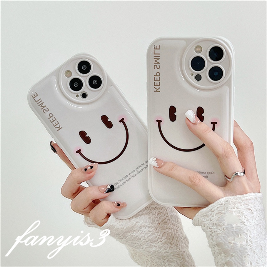 Compatible For iPhone 13 12 11 Pro Max X XR Xs Max 8 7 Plus SE 2020 Soft Case Silikon Desain Smiley Untuk