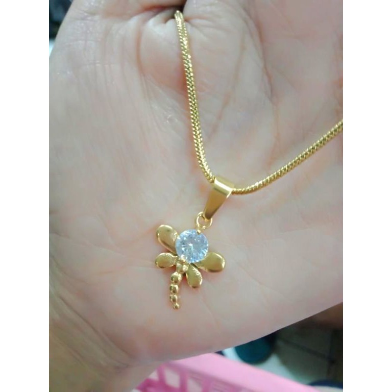 Kalung capung Titanium gold kalung emas titanium antikarat impor liontin capung