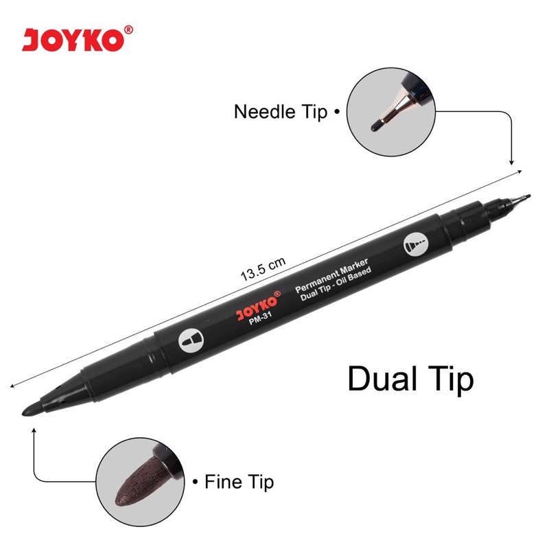 

Spidol Permanen Joyko Dual Tip HITAM PM-31