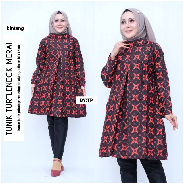 Tunik turtleneck merah cantique