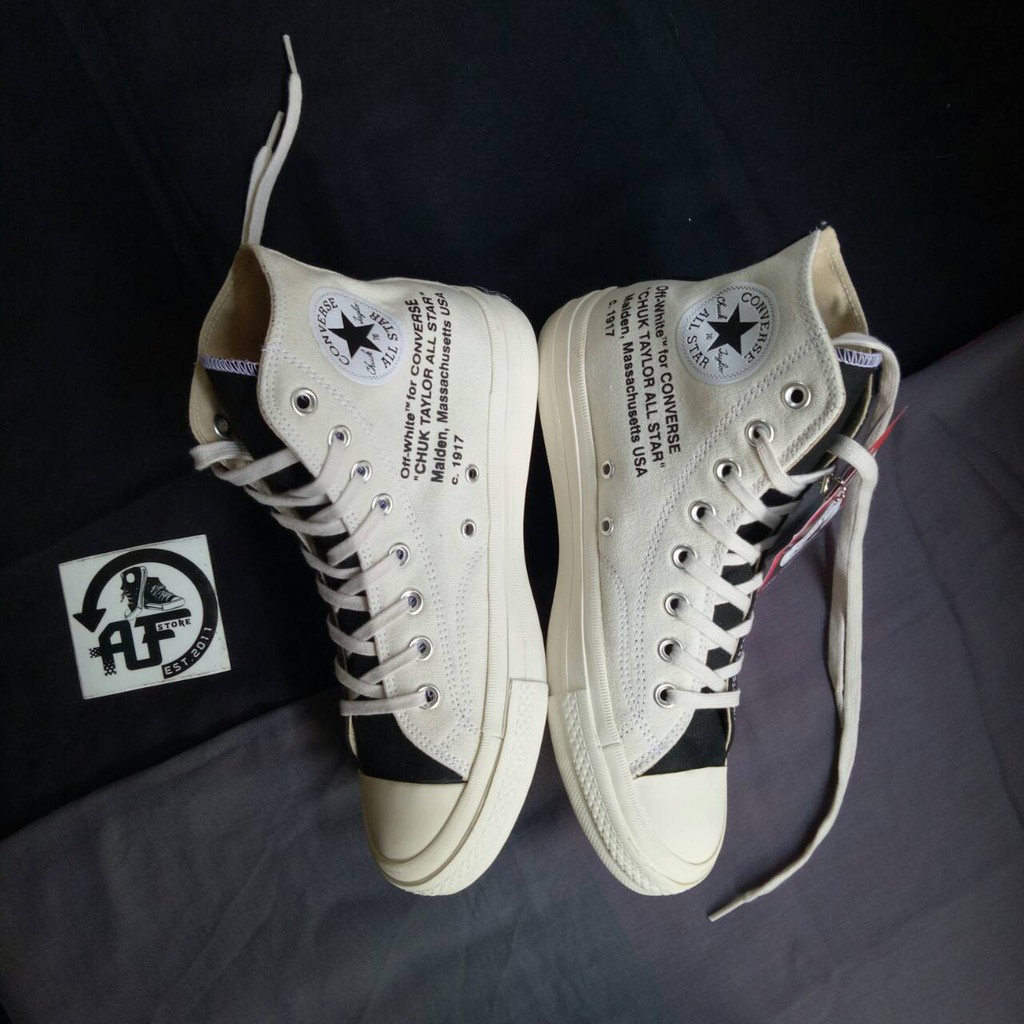BAYAR DITEMPAT SEPATU CONVERSE Hi X OFF WHITE PARCHMENT PREMIUM ORIGINAL BNIB 100% TERMURAH 70S