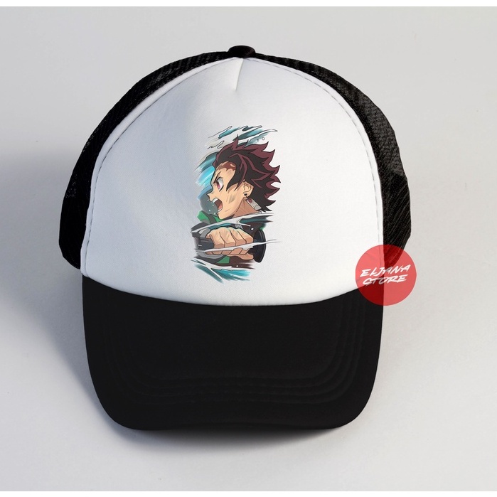 Tanjiro Demon Slayer / One Piece / Topi Jaring Distro / Topi Premium / Topi Sablon / Topi Anime / Topi Trucker / Topi Custom Unisex / Elcustom