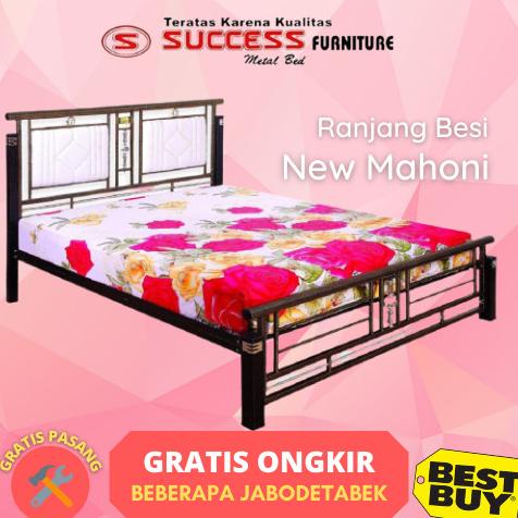 Ranjang Besi New Mahoni By Success Furniture Ukuran 160 180 x 200 - 160 x 200