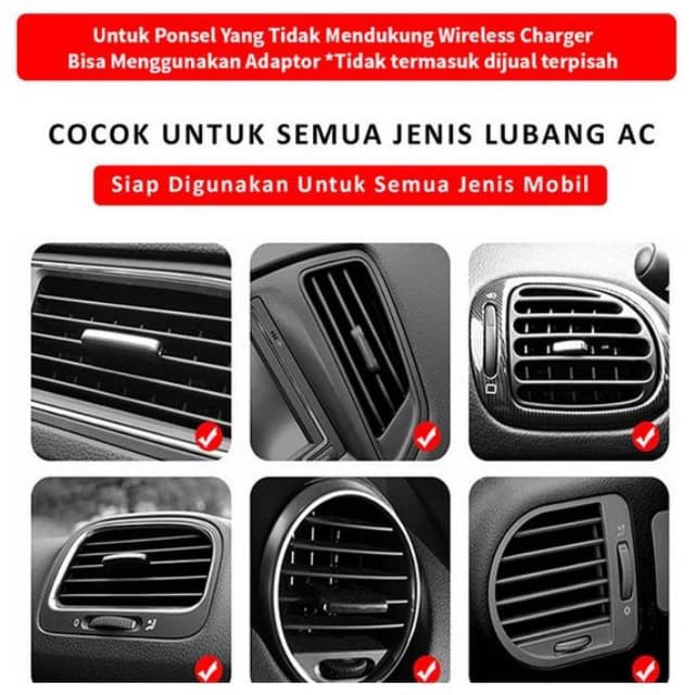 Wireless Charging Mobil Dudukan Ponsel Pintar Tempat Charger hp Mobil