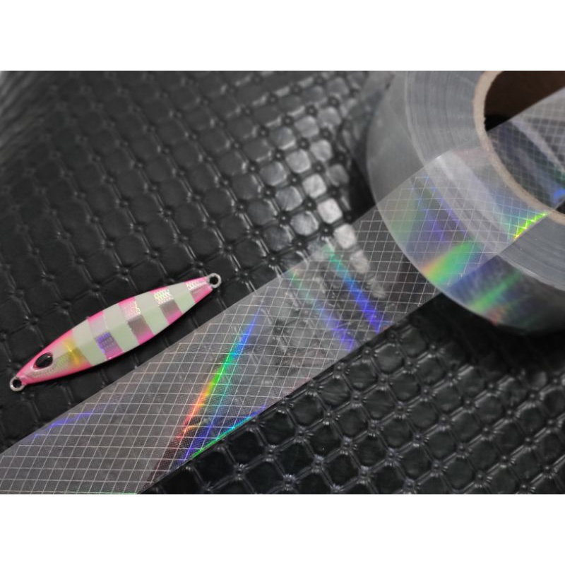 HOT STAMPING FOIL / HOLOGRAPHIC FOIL / HOLOGRAM FOIL MOTIF STRIP HOLOGRAM TRANSPARAN 4 Cm x 5 Meter(Tersedia Harga Grosir)