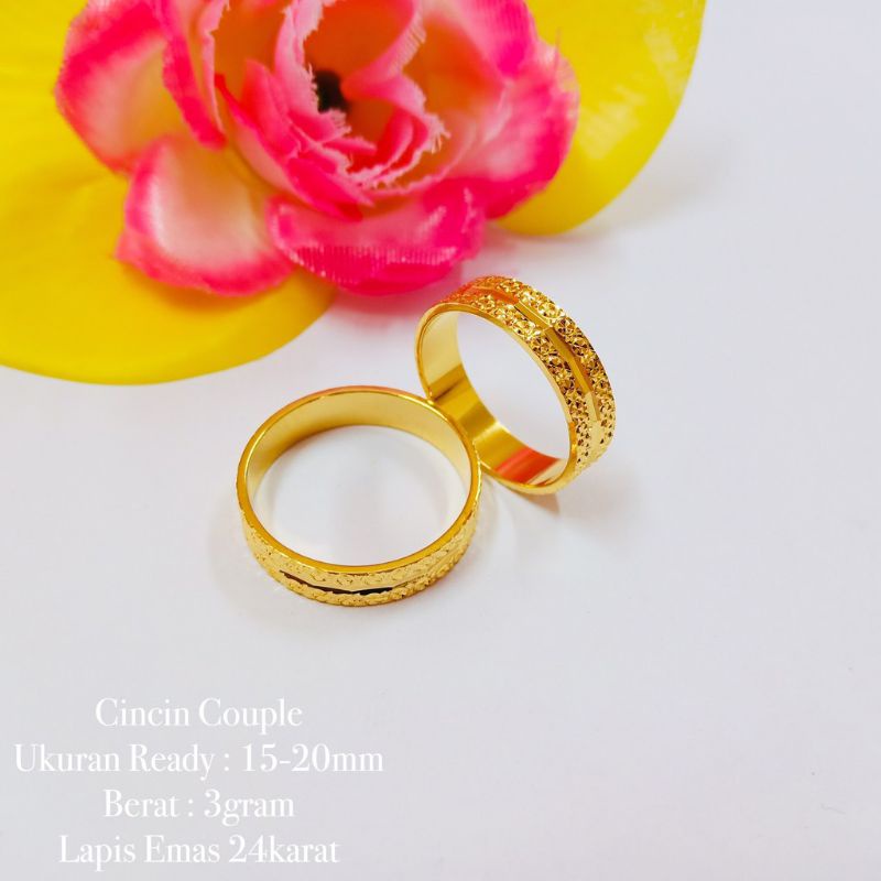 CINCIN COUPLE 2297 lapis emas 24K CINCIN TUNANGAN CINCIN COUPLE CINCIN MURAH