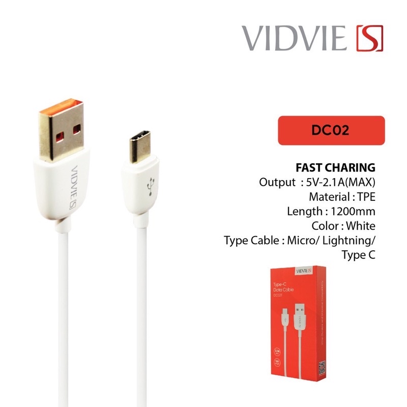 KABEL DATA VIDVIE's DC02/KABEL DATA FAST CHARGING