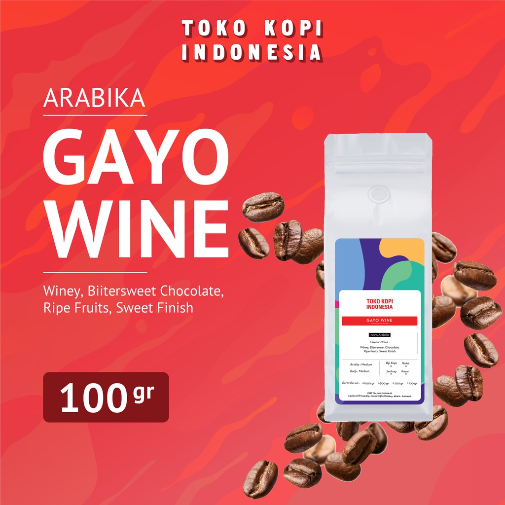 

Kopi Arabika Gayo Wine 100gr Arabica Specialty Coffee Beans Biji Bubuk