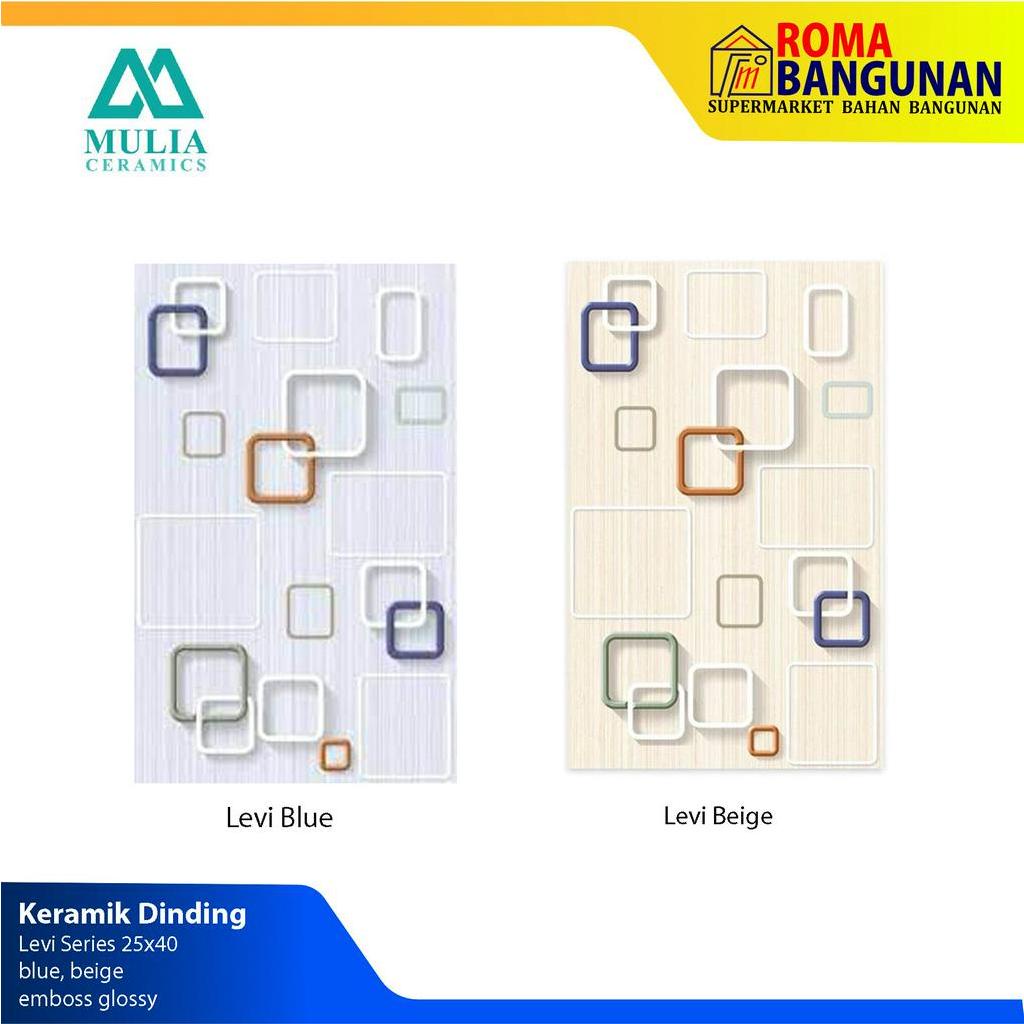 Mulia Keramik Dinding / Keramik Dinding Kamar Mandi Levi Blue Levi Beige 25X40