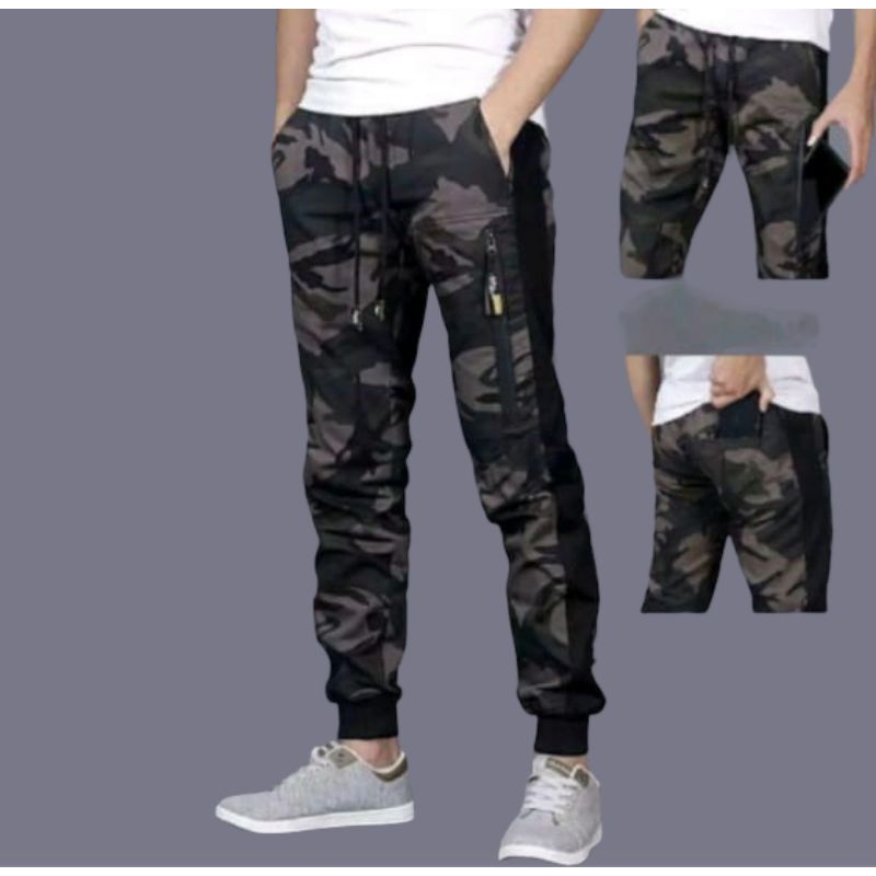 Celana jogger pria camo army loreng