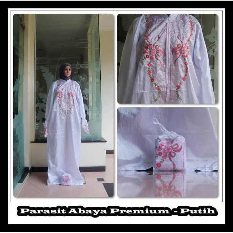 MUKENA TRAVELLING PARASIT ABAYA PREMIUM (TANPA KEPALA) PUTIH