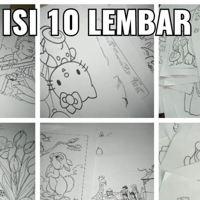 

KERTAS MEWARNAI/Kertas GAMBAR Berbagai Karakter 10 LEMBAR