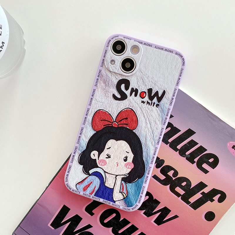 Cute Snow White Series Protect Case OPPO A9 A53 A33 A31 2020 A15 A15S C1 XT A3S A7 A12 A11K A95 F9 Pro A57 A39 F1S A83 K5 5 6 Casing Y11 Y12i Y15 Y17 Z1 Pro Y50 Y30i Y20i Y20S Y12S Y91C Y93 V5 V5S V5 Lite Y83 Y81 V9 Cartoon Girl Fashio