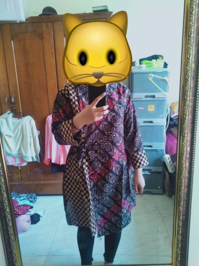 Tunic Ziggy Tali Bunga Zigzag Lawasan Tunik Batik Sogan Coklat Couple Seragam Kantor Kerja Solo