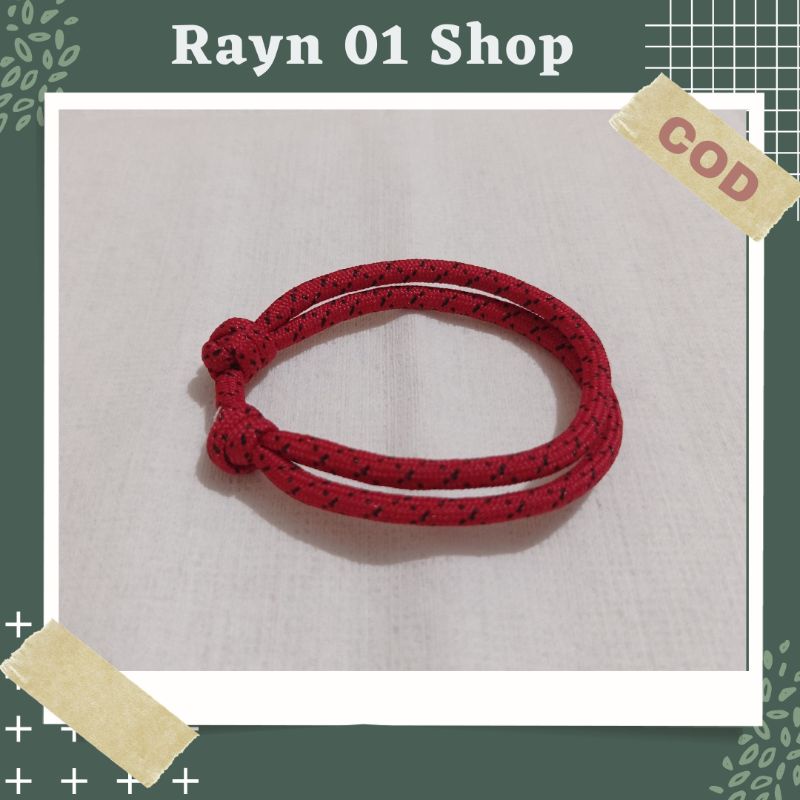 Gelang Tali Paracord Polos Hitam Pria Wanita / Gelang Gaya Korea / Gelang Trendy / Gelang Tali Unisex-Merah Hitam