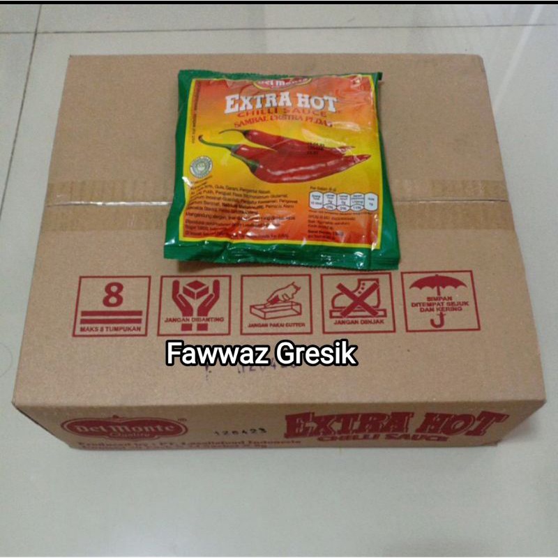 Del Monte Saus Sambal Extra Hot Pedas Sachet 1 dus karton isi 20 pack