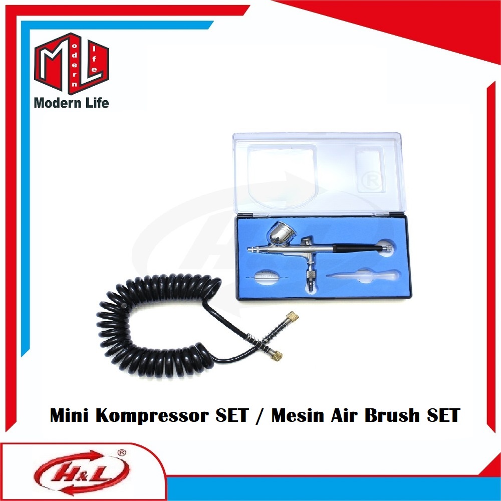 Paket Mesin Mini Kompresor Set Plus Air Brush H&amp;L Complete ORIGINAL