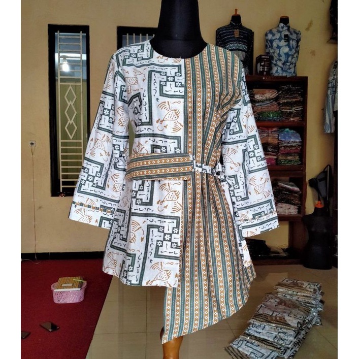 Batik wanita ASJ SA HRB026 Kenongo Kemeja Tosca Pendek-1